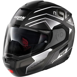 Nolan N90-3 Comeback 2023 N-Com Helm, zwart-wit, L Voorman