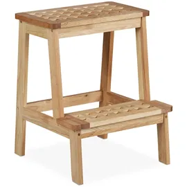 Relaxdays Tritthocker Walnussholz 2 Stufen