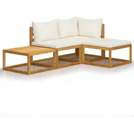 vidaXL Garten-Lounge-Set 4-tlg. creme Akazie