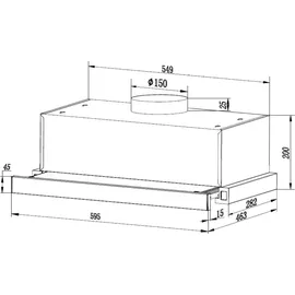 Yuna Flachschirmhaube ALVA FS60B inklusive Kohlefilter 60 cm