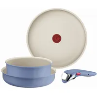 Tefal Ingenio Serenity L829S404 Kochgeschirr, 4-teilig, Standard, Antihaftbeschichtung, sicherer abnehmbarer Griff, stapelbares Design, Blue Salt