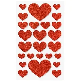 Folia Moosgummi Glitter-Sticker HEARTS LOVE 50 Stück