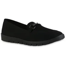 VAN HILL Damen Slip Ons Flach Strick Bequem Schuhe 216951 Schwarz 36 - 36 EU