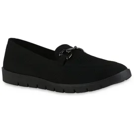 VAN HILL Damen Slip Ons Flach Strick Bequem Schuhe 216951 Schwarz 36 - 36 EU