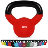 MSports® Kettlebell Kettlebell Professional Neopren 2 – 30 kg inkl. Übungsposter rot