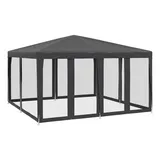 vidaXL Partyzelt, Pavillon mit 8 Mesh-Seitenteilen, Gartenpavillon für Party Hochzeit, Festzelt Gartenzelt Eisengestell Wasserfest UV-beständig, Anthrazit 4x4m HDPE