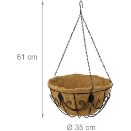 Relaxdays Hängekorb 3er Set Ø 35 cm Braun