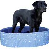 Kerbl Hundepool Bubble (ø 120 cm, Höhe 30cm, Fassungsvermögen 340 l, Farbe blau, faltbares Planschbecken, MDF-Seitenwände, für große Hunde) 80739