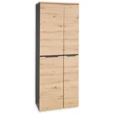 Stella Trading Büroschrank Memphis Kommode Hochschrank Aktenschrank Graphit/Artisan Eiche Nb. ca. 75 x 197 x 38 cm