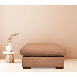 Polsterhocker HOME AFFAIRE "Coray", braun (light braun), B:92cm H:47cm T:92cm, 100% Polyester, Hocker, mit Federn und Daunen