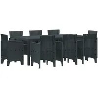 VidaXL Garten-Essgruppe mit Kissen Anthrazit Polt Rattan