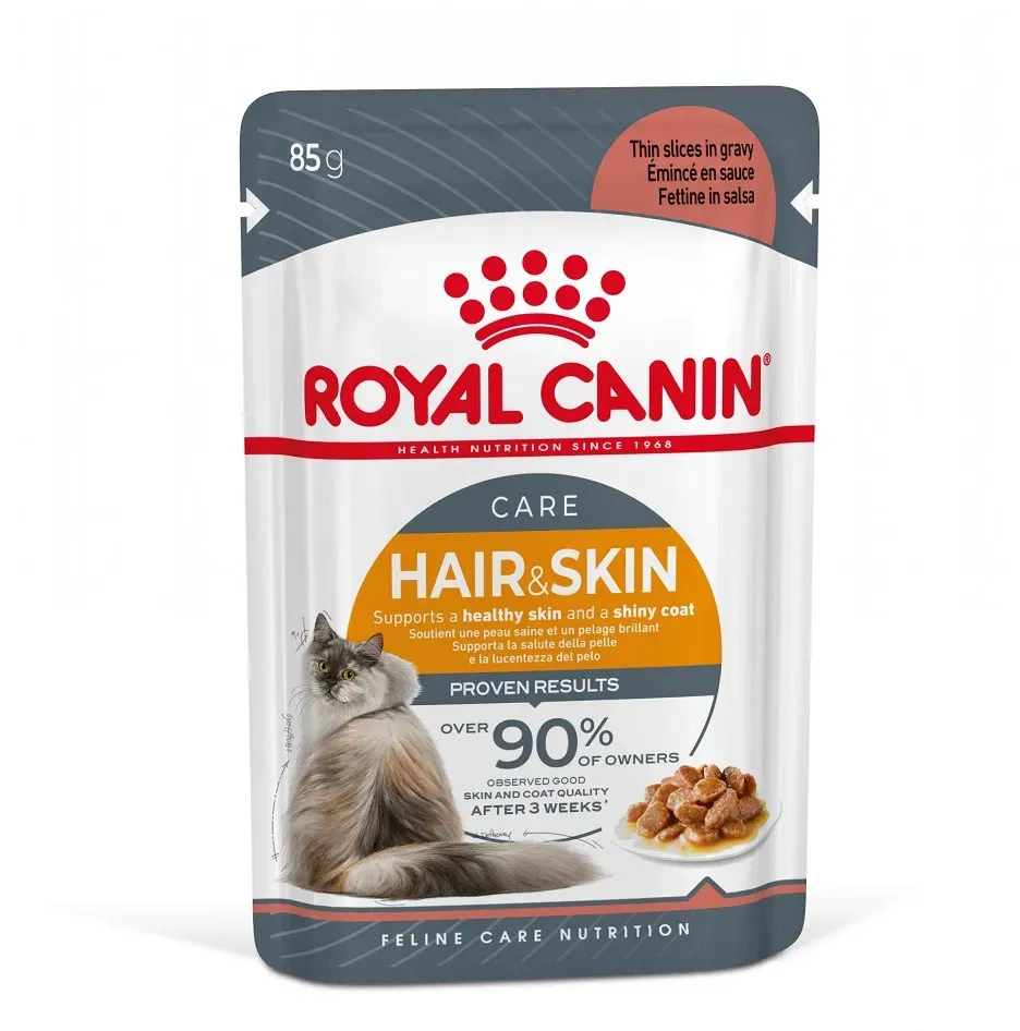 ROYAL CANIN Hair&Skin in Soße, Nassfutter in Soße für ausgewachsene Katzen