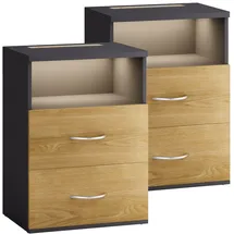 CASARIA Casaria® Nachttisch Touch LED Beleuchtung 40x28x55cm 2 Schubladen Boxspringbett Schlafzimmer Wohnzimmer Beistelltisch Nachtschrank