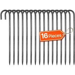 VEVOR 16er Pack J-Typ Bodenanker Erdanker Erdnägel Heringe Zeltheringe 406,4mm