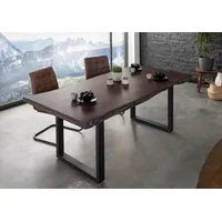 MASSIVMOEBEL24.DE Baumtisch Akazie 180x90x77 braun lackiert / U-Beine anthrazit