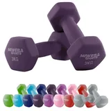 Miweba Sports Neopren Hantelset NKH100 | Profi Hantel - Hexagon Hanteln Set - Kurzhanteln - Kurzhantel Set - Gymnastikhanteln - Hantel Set - Dumbbell - 0,5-10 Kg (2X 3.0 kg, Lila)