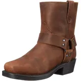 Cowboystiefel für Herren, Cowboy- und Bikerstiefel, Leder-Westernstiefel, rutschfeste Schnürstiefel bis zur Mitte der Wade,Braun,43 EU - 43 EU