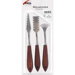 KREUL Malmesser 3er Set mit Metallklingen und Holzgriffen