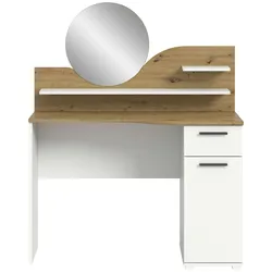 Inn.Furn Schminktisch weiß, Eiche 110 cm mit Spiegel und Stauraum Viola