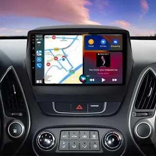 2 Din Autoradio mit Navi Für Hyundai Tucson IX35 2009-2015 Android 14 mit Kabelloses CarPlay Android Auto Stereo |2+32G| IPS 10 Zoll HD Touch Screen Bildschirm Radio Bluetooth WiFi HiFi FM/RDS