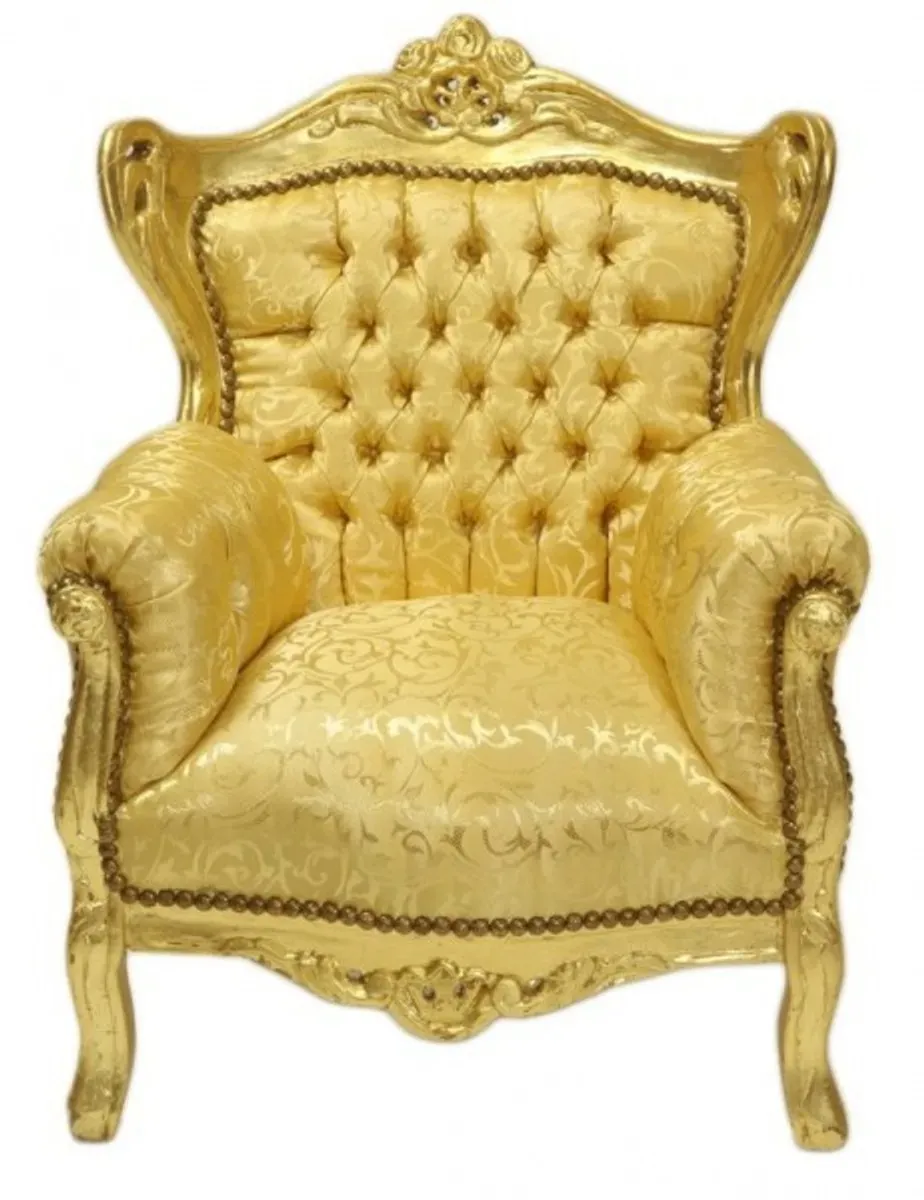 Casa Padrino Barock Kinder Sessel Gold Muster / Gold - Möbel