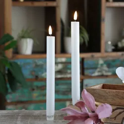 LED Stabkerzen MIA - Echtwachs - realistische 3D Flamme - H: 24cm - Batteriebetr...