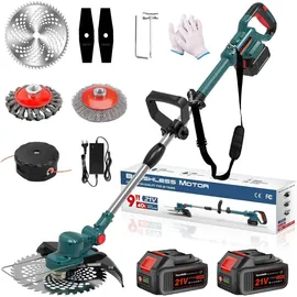Aorsher Akku Rasentrimmer mit 2× 4000mAh Akkus 21V, 750W Bürstenloser Motor
