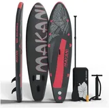 HAGO Inflatable SUP-Board Stand Up Paddle Board Allround SUP Komplettset 320 cm Drop-Stitch-Kern rot|schwarz