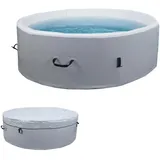 Mendler Whirlpool HWC-N97, Ersatz-Pool 5 Personen, In-/Outdoor aufblasbar Dropstitch-Gewebe, rund Ø180cm grau-weiß