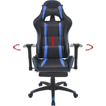 vidaXL Neigbarer Racing-Bürostuhl mit Fußstütze Blau Gaming
