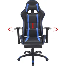 vidaXL Neigbarer Racing-Bürostuhl mit Fußstütze Blau Gaming