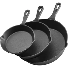 Vevor Gusseisenpfanne Pfannen-Set 3-tlg. 16 cm + 22 cm + 26,5 cm