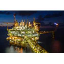 Fototapete PAPERMOON "BOHRPLATTFORM-OFFSHORE GOLF THAILAND ERDÖL GAS INSEL", bunt, B:3,50m L:2,60m, Vlies, Tapeten