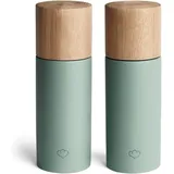 Springlane Salz & Pfeffermühle 2er Set aus Buchenholz & Beton, Gewürzmühle, Chilimühle, Verstellbares Keramikmahlwerk, Unbefüllt, Skandinavisches Design - Mint