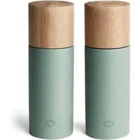 Springlane Salz & Pfeffermühle 2er Set aus Buchenholz & Beton, Gewürzmühle, Chilimühle, Verstellbares Keramikmahlwerk, Unbefüllt, Skandinavisches Design - Mint