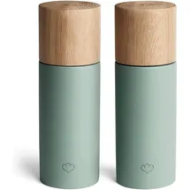 Springlane Salz & Pfeffermühle 2er Set aus Buchenholz & Beton, Gewürzmühle, Chilimühle, Verstellbares Keramikmahlwerk, Unbefüllt, Skandinavisches Design - Mint