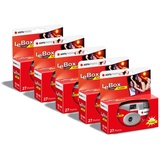 AGFA Photo 601020 LeBox Flash, Einwegkamera, 27 Fotos, optisches Objektiv 31 mm, Grau und Rot, 5er