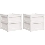 vidaXL Pflanzkübel 2 Stk. Weiß Massivholz Kiefer