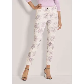 Madeleine Chinos Schlanke Hose mit Unikat-Print Wollweiß 40
