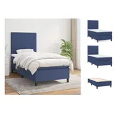 vidaXL Boxspringbett mit Matratze Blau 90x200 cm Stoff