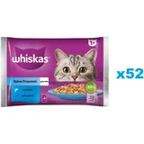 whiskas Adult 52x85g Fish Delicacies Nassfutter für ausgewachsene Katzen in Gelee mit: Lachs, Thunfisch,