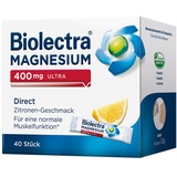 Biolectra Magnesium 400 mg Direct Sticks Zitrone, 40 Stück: Für eine normale Muskelfunktion bei erhöhtem Bedarf, Magnesium Direkt-Sticks, hochdosiert