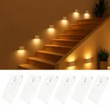 6 Stück Nachtlicht mit Bewegungsmelder, 1000mAh Akku Lampe Treppenlicht Magnet, 4 Modi (Nacht/Tag/ON/OFF), 3 Farbtemperaturen, Dimmbar, LED Nachtlicht Kinder für Schlafzimmer Schrank Küche Flur