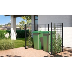 Rankgitter Mülltonnen Umzäunung Blavand – Mülltonnenzaun aus Stahl, Silber – Mülltonnen Sichtschutz 258 x 89 x 140 cm – Mülltonnenbox 4er Ausführung