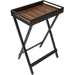 Tablett »Beistelltisch Modell Taba«, klappbar, abnehmbares Akazienholz-Tablett, überdacht outdoorgeeignet, 31359154-0 schwarz/natur B: 60 cm