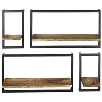 Kobolo Wandregal Hängeregal Metallregal aus Mangoholz und Metall -