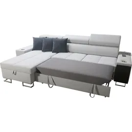 kaiser möbel Bequemes Ecksofa mit Schlaffunktion MORENA I MINI Kunstleder/Sawana Weiß/Graphit Rechts