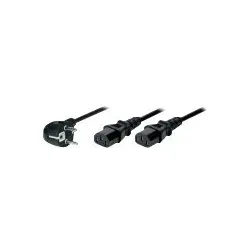 Helos Netz-Splitter - power CEE 7/7 gewinkelt zu power IEC 60320 C13 gerade