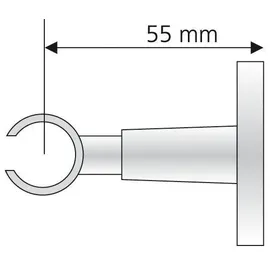 LIEDECO Deckenträger für Gardinenstangen Liedeco silber (chromfarben, matt), Ø:1,6cm, Gardinenstangenhalterungen, für Gardinenstangen Ø 16 mm
