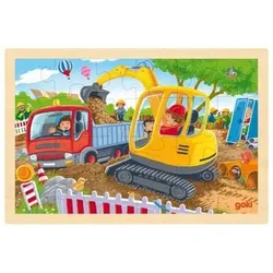 GOKI 57338 Einlegepuzzle 24 Teile Bagger